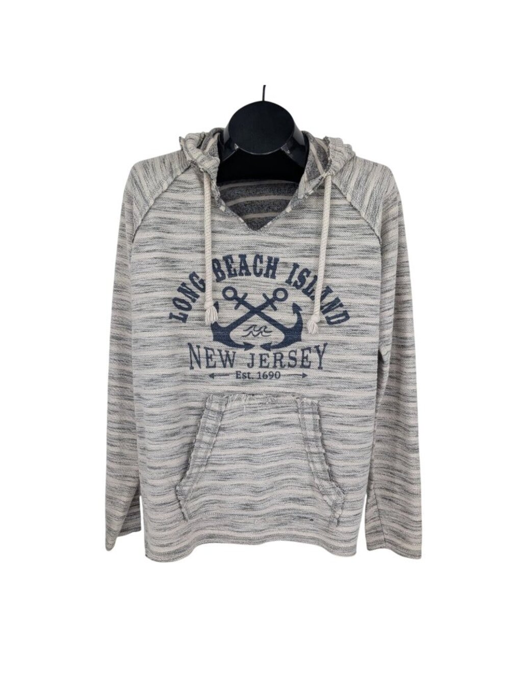Vineyard Crew Long Beach Island NJ Hoodie Anchor Nautical Distressed Beach Small